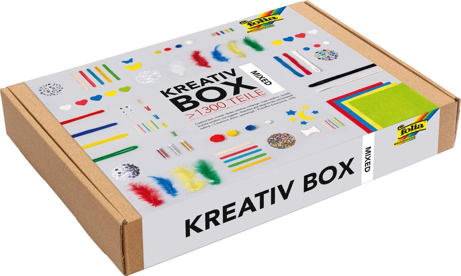 folia 935 - Creative Box, Craft Box with Colourful Material Mix for Crafts and Decorating Over 1300 Pieces