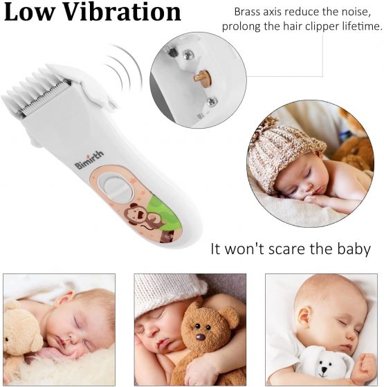 Bimirth Baby Children Hair Clippers, Cordless, Quiet Hair Clippers with Safe Ceramic Blade, USB Rechargeable, Waterproof, 3 Guide Combs - Image 4