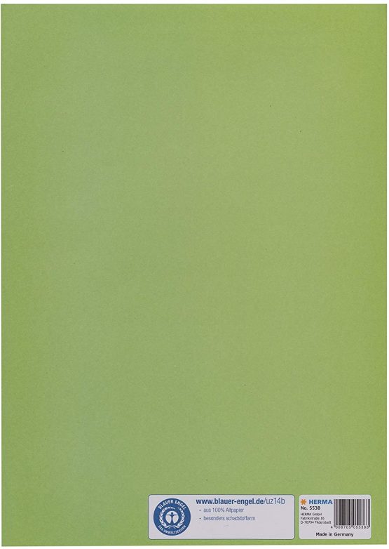 HERMA Paper Exercise Book Cover A4, with Inscription Field, Made of 100% Recycled Paper, Slip on Cover Jackets for School, Light Green - Image 2