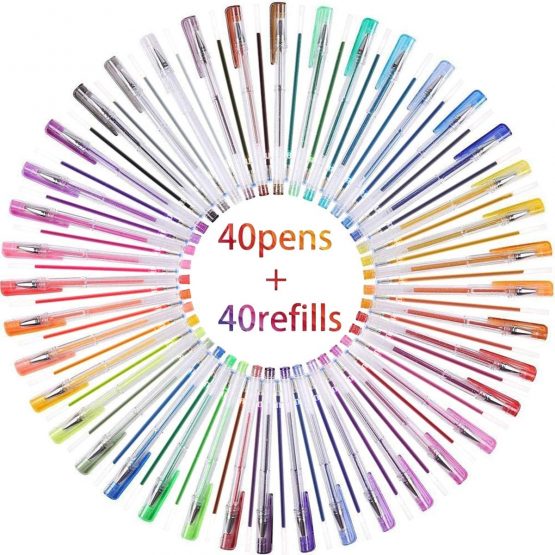 Glitter Gel Pens, Shuttle Art 80 Colours Gel Pens 40 Colours Glitter Gel Pen Set with 40 Refills for Adult Colouring Books Doodling Drawing Writing - Image 2