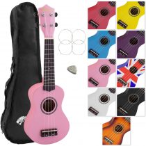 TIGER UKE7-PK Soprano Ukulele for Beginners includes Gig Bag, Felt Pick, Spare Set of Strings Now Equipped with Aquila Strings Pink