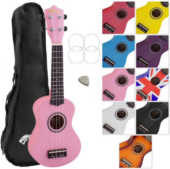 TIGER UKE7-PK Soprano Ukulele for Beginners includes Gig Bag, Felt Pick, Spare Set of Strings Now Equipped with Aquila Strings Pink