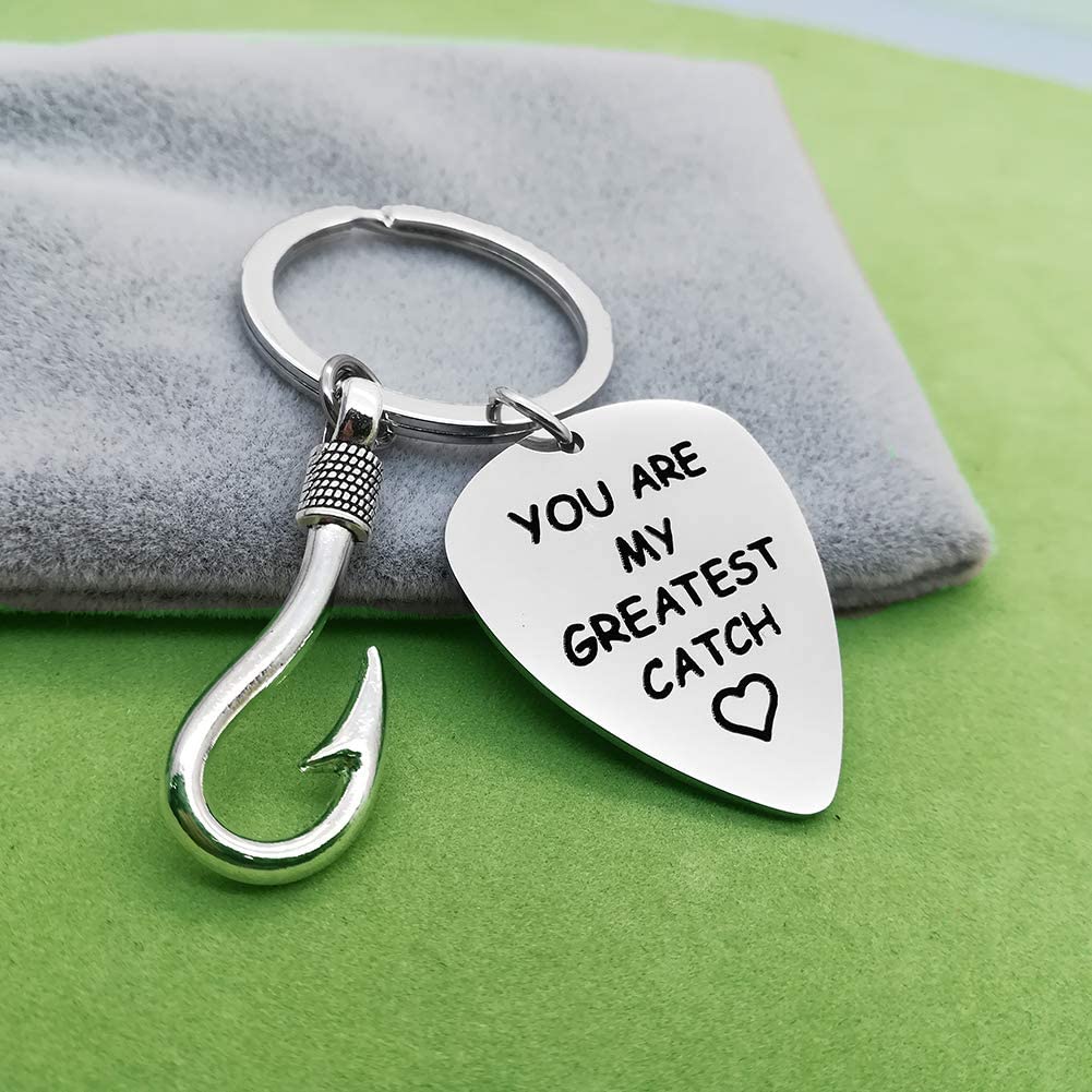 Dabihu Couple Valentine Key Ring Fisherman Keychain Lover Best Friend His and Hers Couples Key Chain Ring Fishing Lovers Gift Love Keyrings You are My Greatest Catch Keychain Christmas Birthday Gift - Image 4
