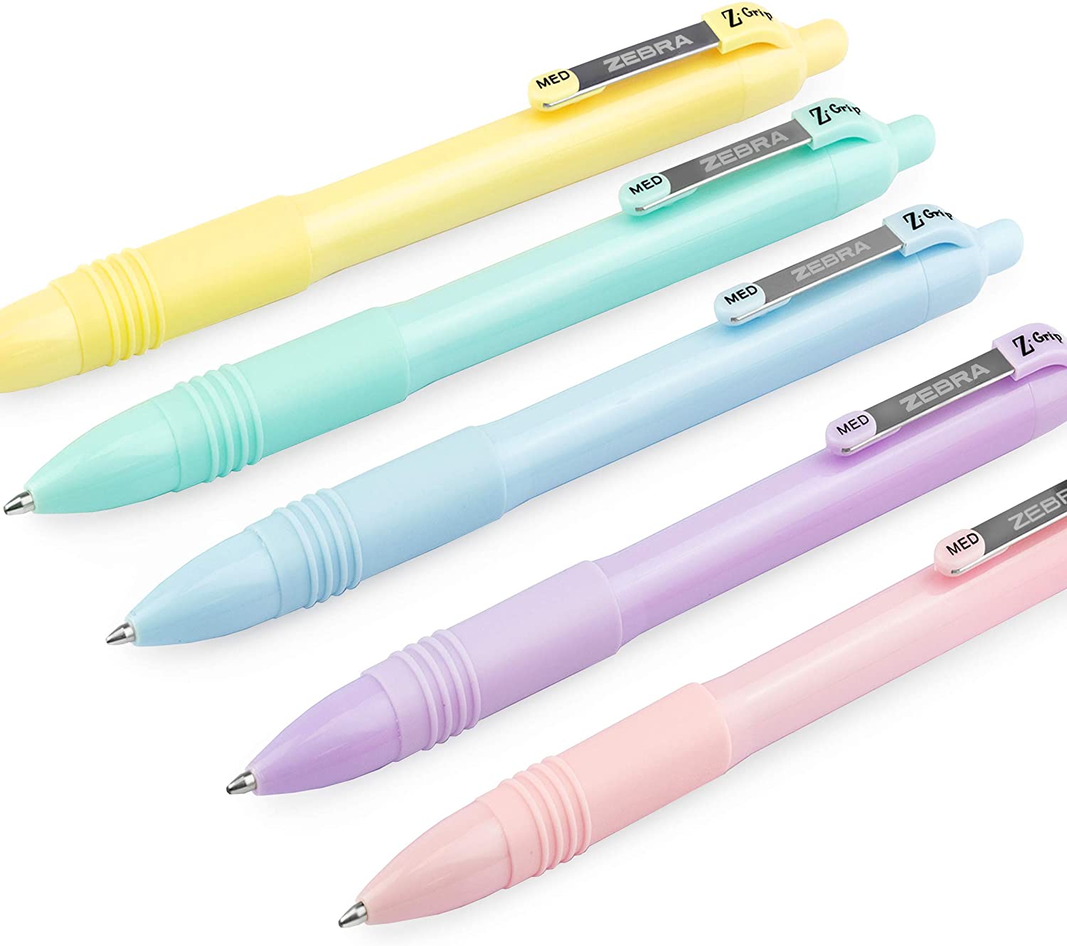 Zebra Z-Grip Smooth Ballpoint Pen - 1.0mm - Black Ink - Pastel Barrel - Wallet of 5, Multicolor, 1 count (Pack of 5)