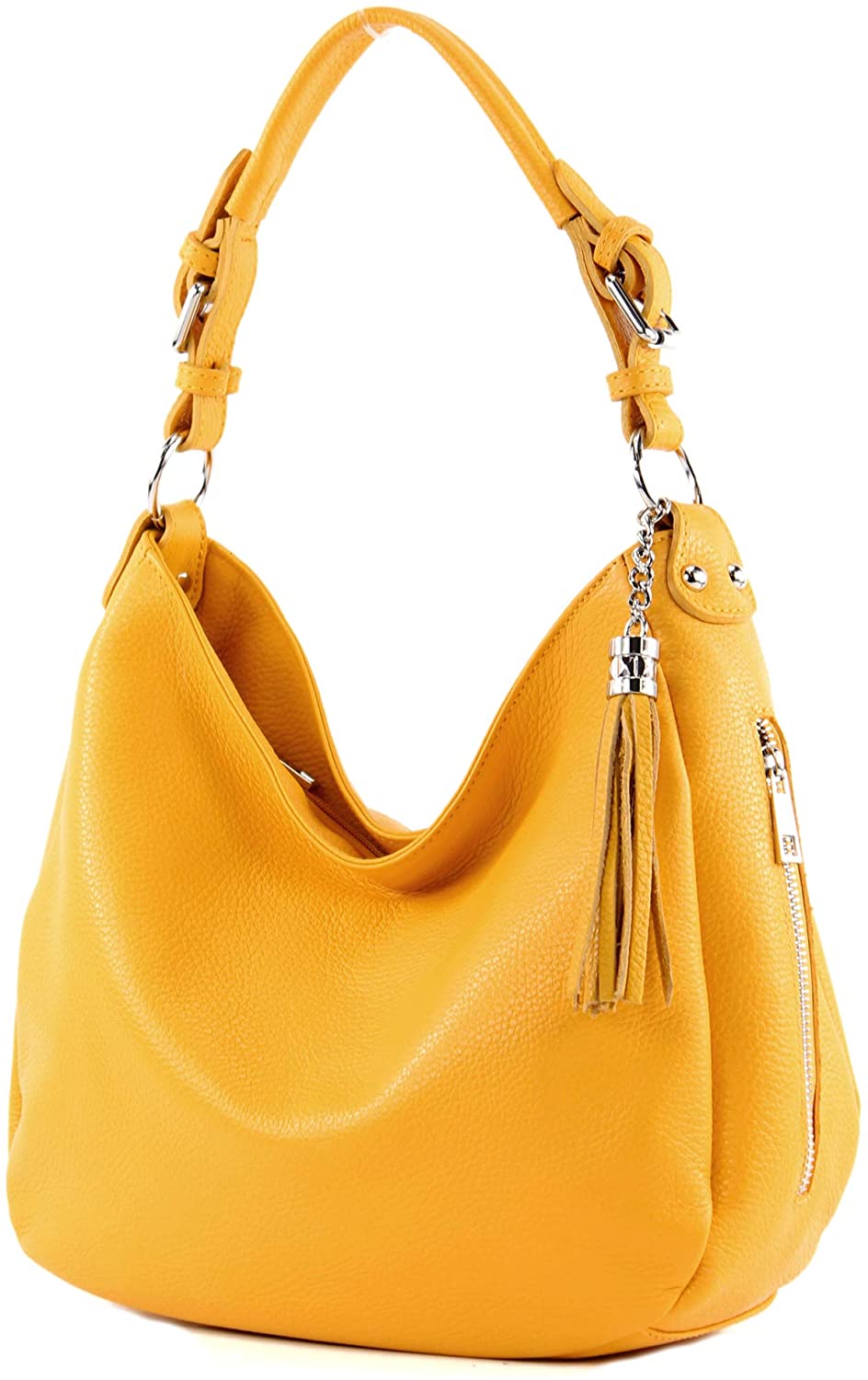 modamoda de - T200 - ital shoulder/shoulder bag made of leather, Colour:Rapeseed, Rapeseed Yellow