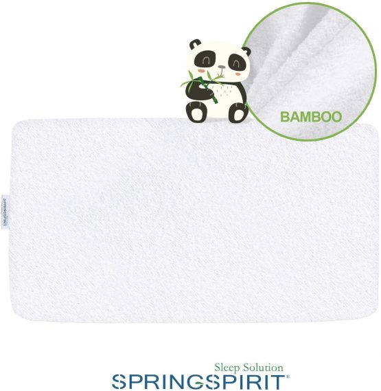 SPRINGSPIRIT Waterproof Cot Bed Mattress Protector Bamboo Mattress Cover 60x120cm, Breathable for Toddler, Baby Bed