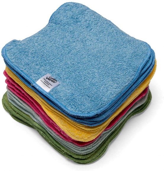 Cheeky Wipes - 25 Washable Rainbow Cotton Terry Cloth Wipes, 15x15cm Reusable Towelling Wipes, Extra Soft & Perfect for Cleansing Baby's Hands and Face | Eco Friendly