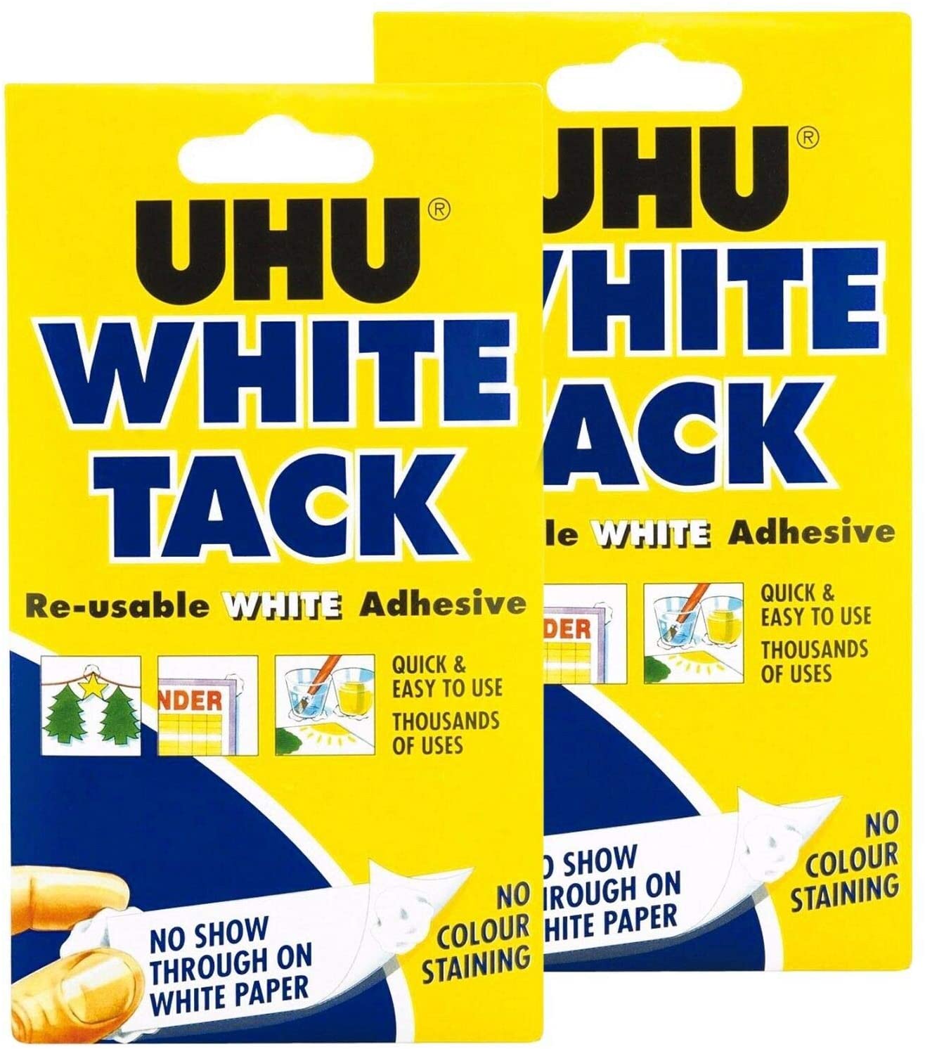 UHU White Tack Twin Pack - Sticky Reusable Adhesive Putty