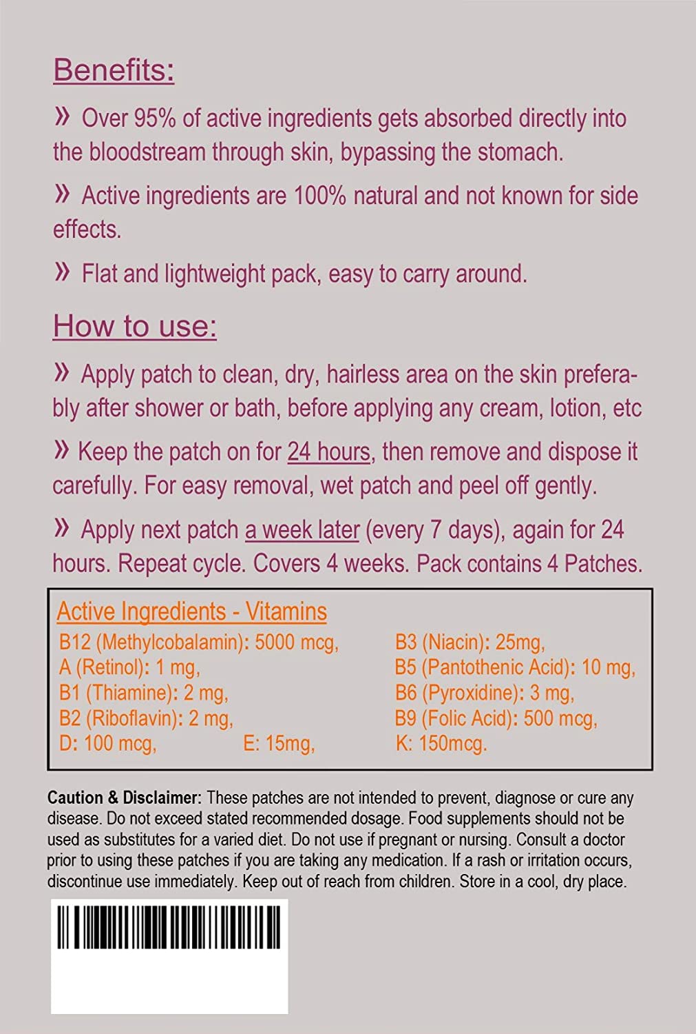 Vitamin B12-5000mcg (High Strength) Plus Additional Vitamins - Image 2