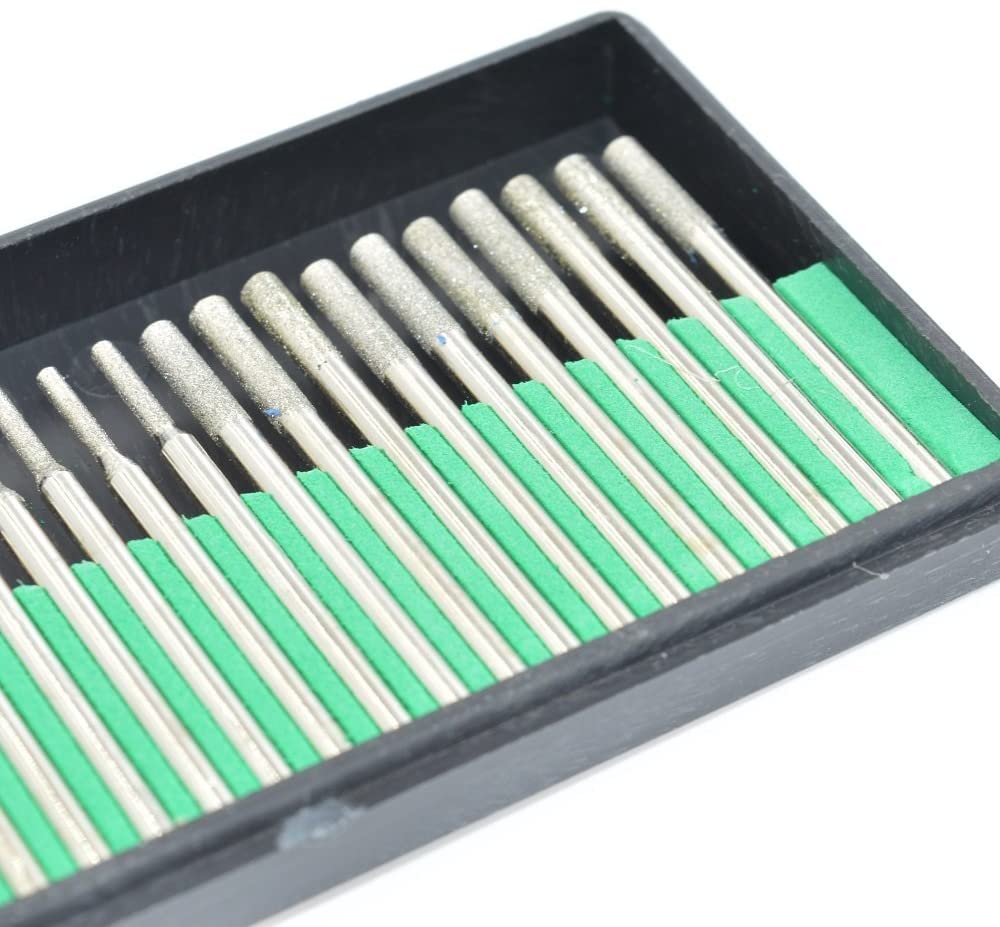 Aiskaer Premium Diamond Drill Bit Cylindrical Burr Kit - 60 Pcs, Jewelry, Beach, Sea Glass, Shells, Gemstones, Lapidary - 1mm, 2mm, 3mm - Image 2
