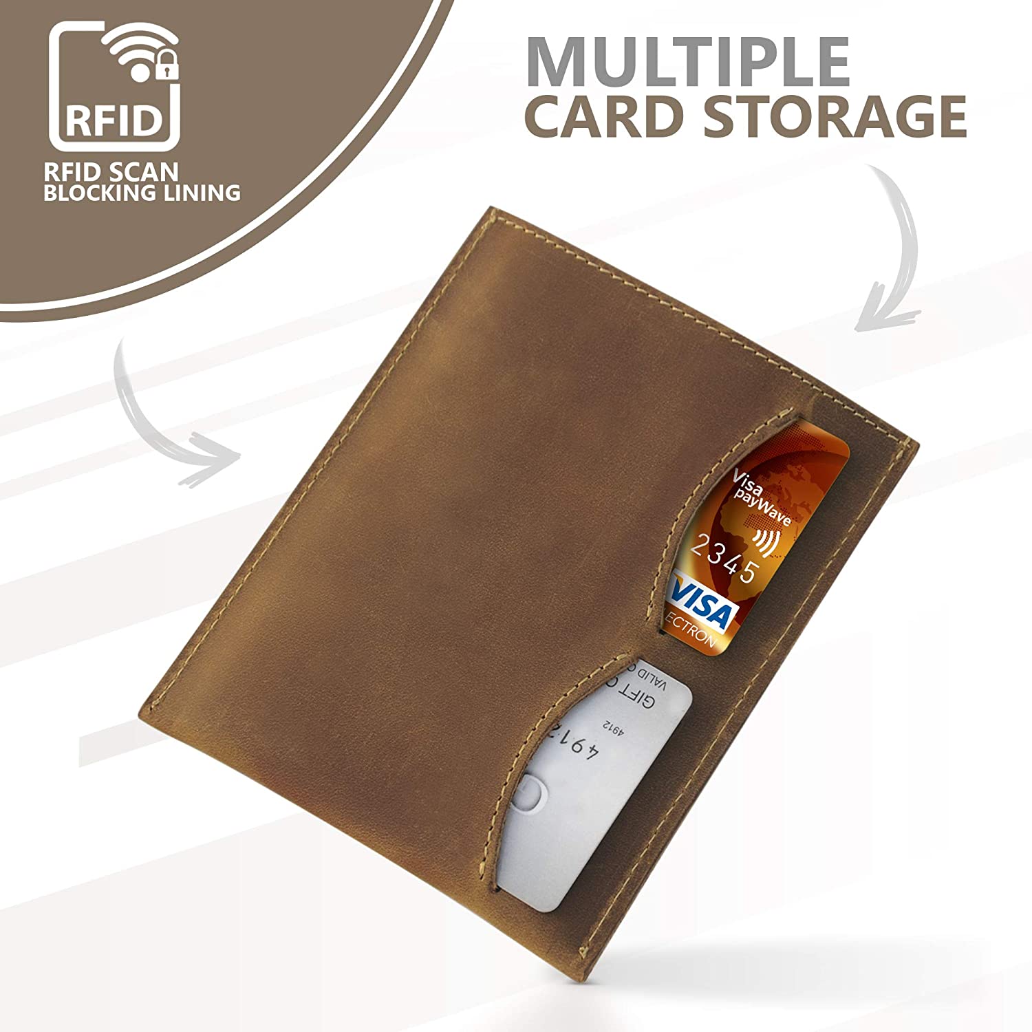 WANDERINGS Leather Passport Holder, Ideal for Travel, Handmade Genuine Leather Wallet with Passport Pocket and Card Slots - Image 3