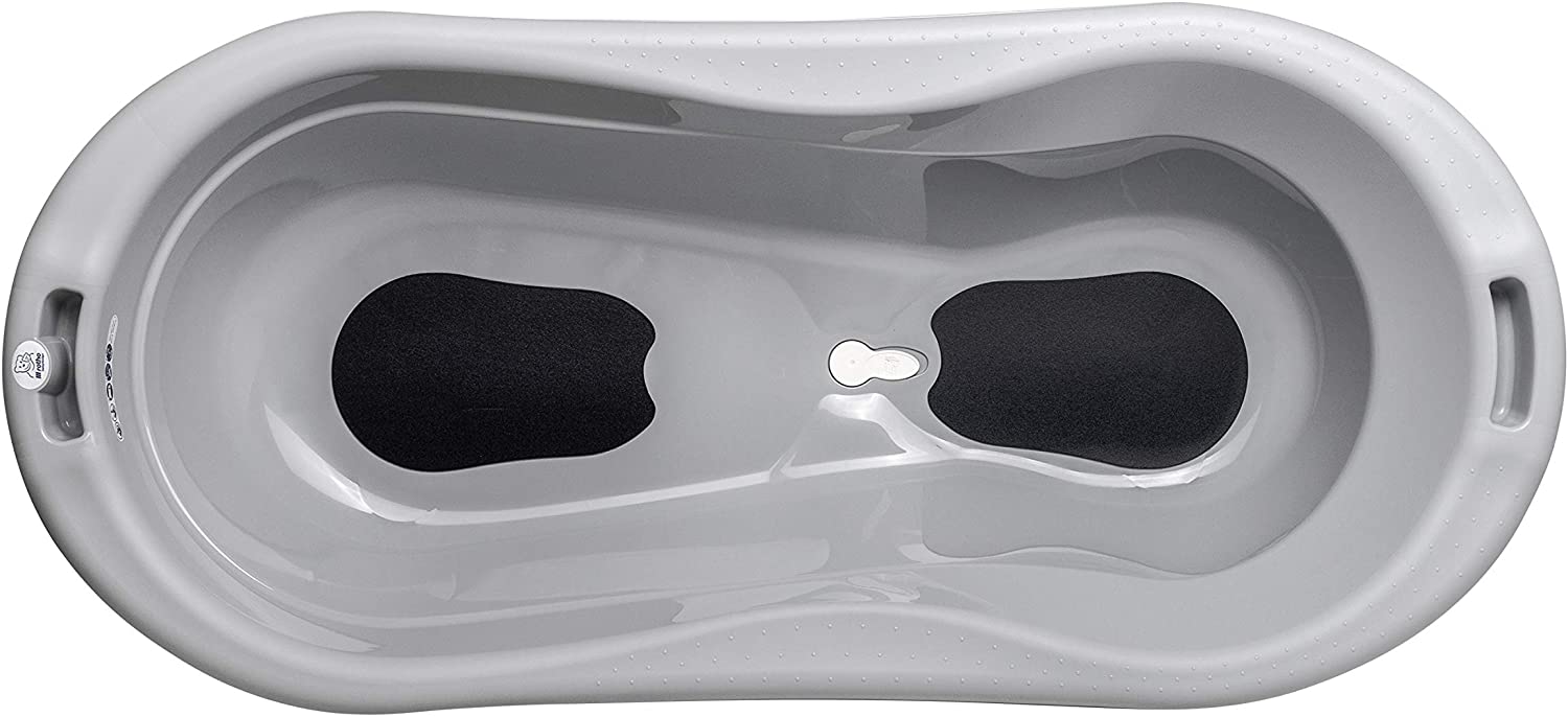 Rotho Babydesign TOP Xtra Large Bath Tub, with 2 Anti-Slip Mats and Drain Plug, Ideal for 2 Children, 0-36 Months, Stone Grey - Image 2
