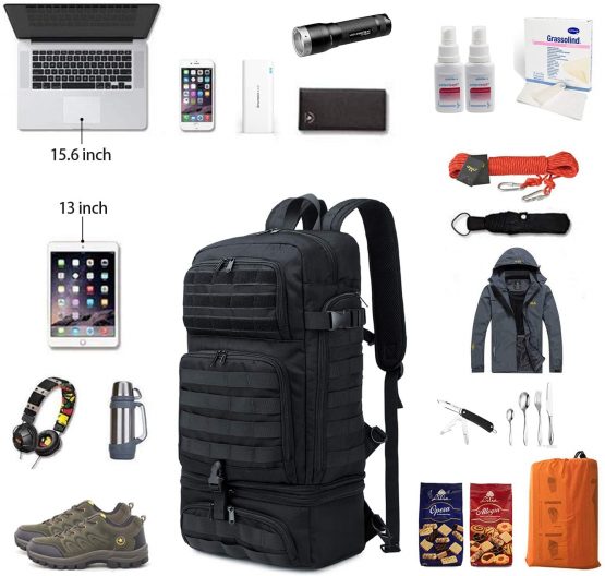BERTASCHE Mens Backpack Tactical Laptop Bag w/Lunch Pouch for Police Weekend Work School Army Assault MOLLE Rucksack - Image 2