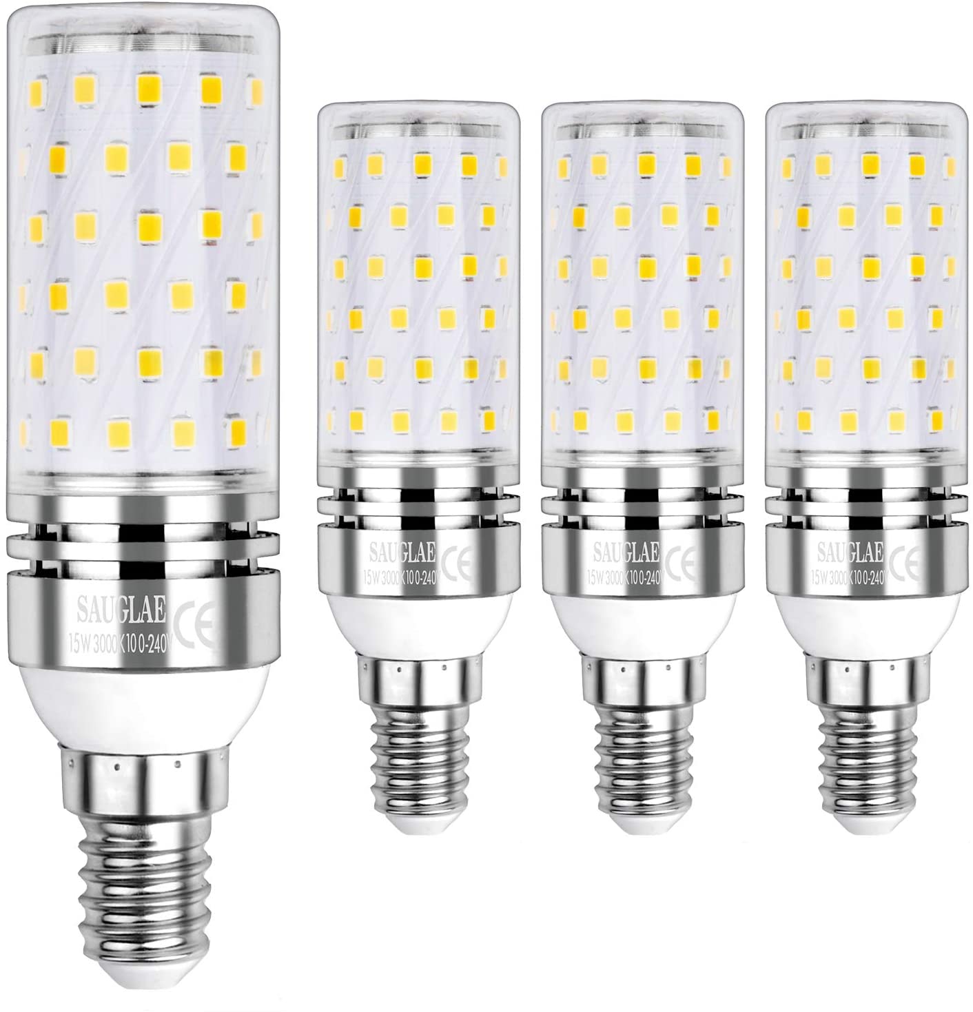 SAUGLAE Led Corn Bulbs 15W, 120W Incandescent Bulbs Equivalent, 3000K Warm White, 1700Lm