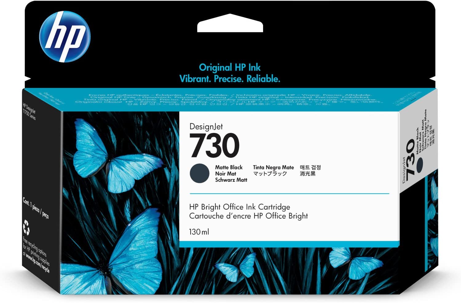 HP Original Standard Yield Ink Cartridge Compatible with Designjet T1700 Printer Series, 130 ml, Matte Black - Image 2