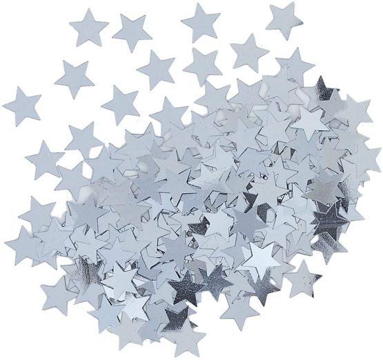 Unique Party 90371 party decoration Star Confetti-0.5 oz. | Foil | Silver | 1 Pack, Plastic