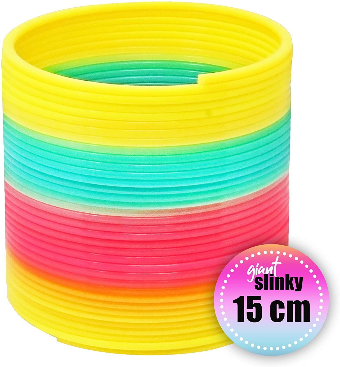 THE TWIDDLERS Giant Magic Rainbow Spring, 15cm / 6", Perfect for Children & Kids Birthday Party Favours, Huge Sensory Game