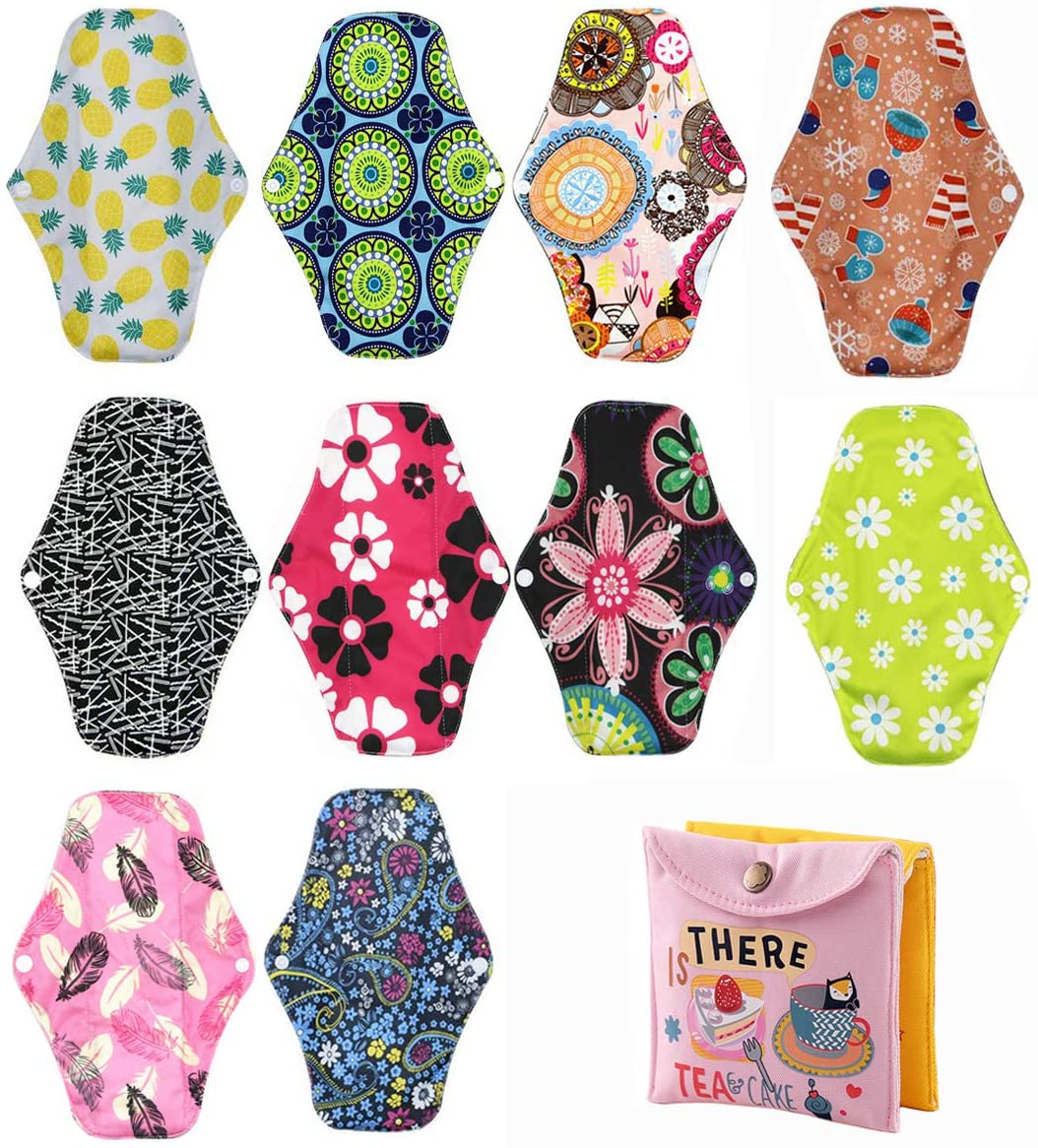 ZCOINS 10PCS Reusable Sanitary Towels Women Hygiene Sanitary Pads for