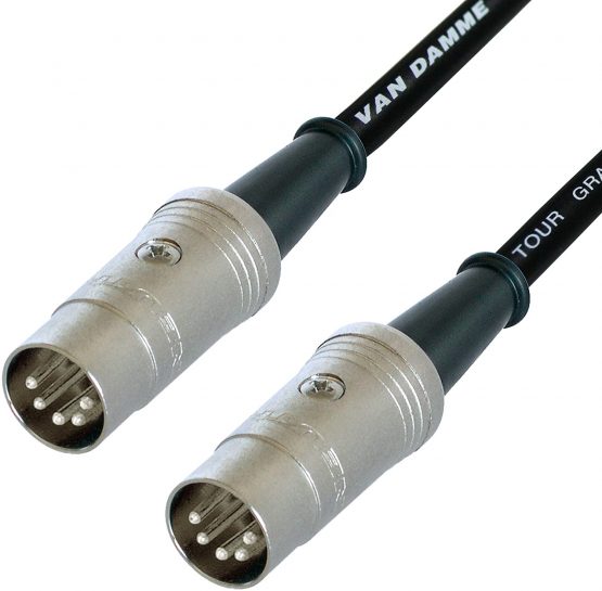 Van Damme Midi Lead 5 Pin Din Phantom Power Synth, Interface, Foot Switch Cable (5 m, Black)