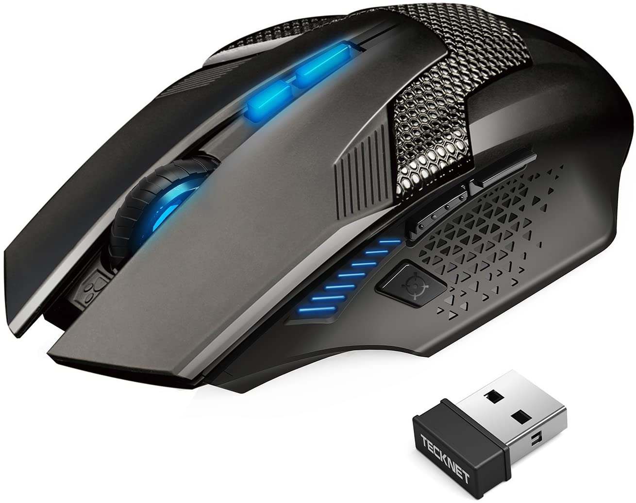 TECKNET Wireless Gaming Mouse 2.4G Optical USB Computer Mice, 8 Buttons, 4800DPI Nano Receiver for Win11, Win10, Win8, Win7
