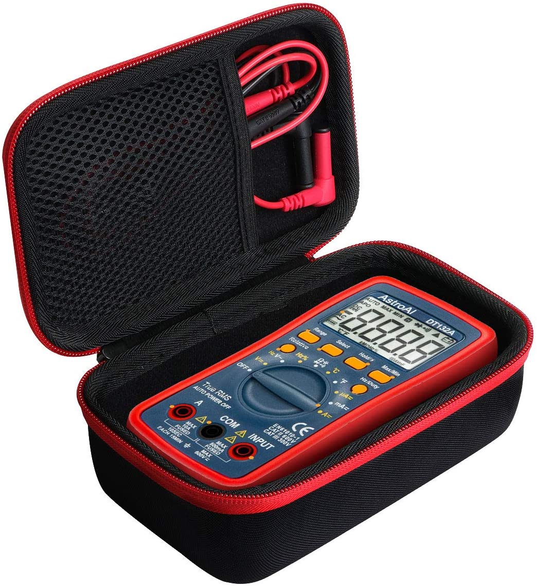 Khanka Hard Case For AstroAI Digital Multimeter TRMS 4000 Counts Volt Meter Manual and Auto Ranging Measures Voltage Tester. (Case only.Red zipper) - Image 3