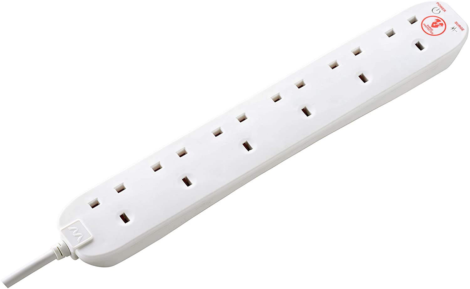 Masterplug Six Socket Extension Lead, 2 Metre Cable, Surge Protection, Power and Surge LED Indicators, Unswitched - Image 4