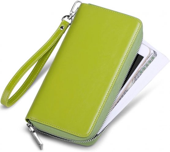 JEEBURYEE Women's RFID Blocking Large Capacity Oil Wax Genuine Leather Zip Around Wallet Clutch Multi Card Holder Ladies Purse Black - Image 2