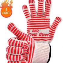 Revolutionary 250°C Extreme Heat Resistant EN407 Certified Heat Resistant Oven Gloves Hot Surface Handler Made from Nomex and Kevlar - Non-Slip Kitchen Silicone Gloves Five Fingers(Red(2 PCS))