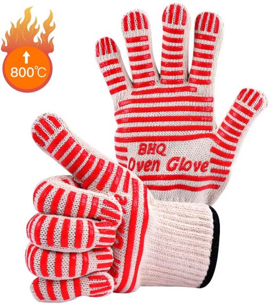 Revolutionary 250°C Extreme Heat Resistant EN407 Certified Heat Resistant Oven Gloves Hot Surface Handler Made from Nomex and Kevlar - Non-Slip Kitchen Silicone Gloves Five Fingers(Red(2 PCS))