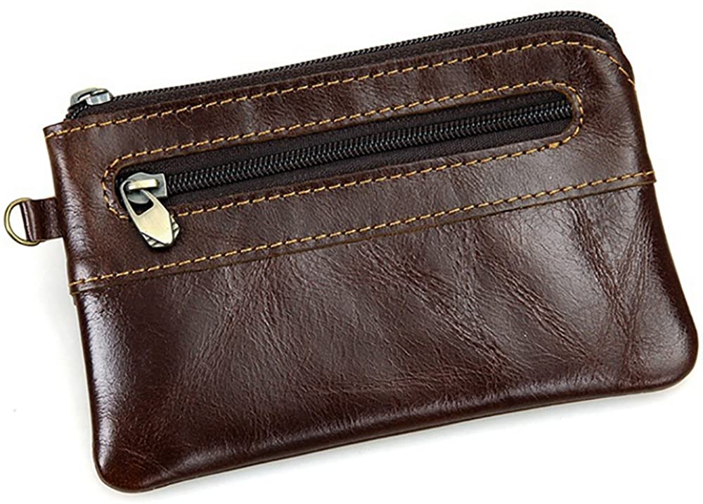 Fmeida Mens Leather Coin Pouch Purse Slim Zipper Cash Change Purse Wallet BigaMart