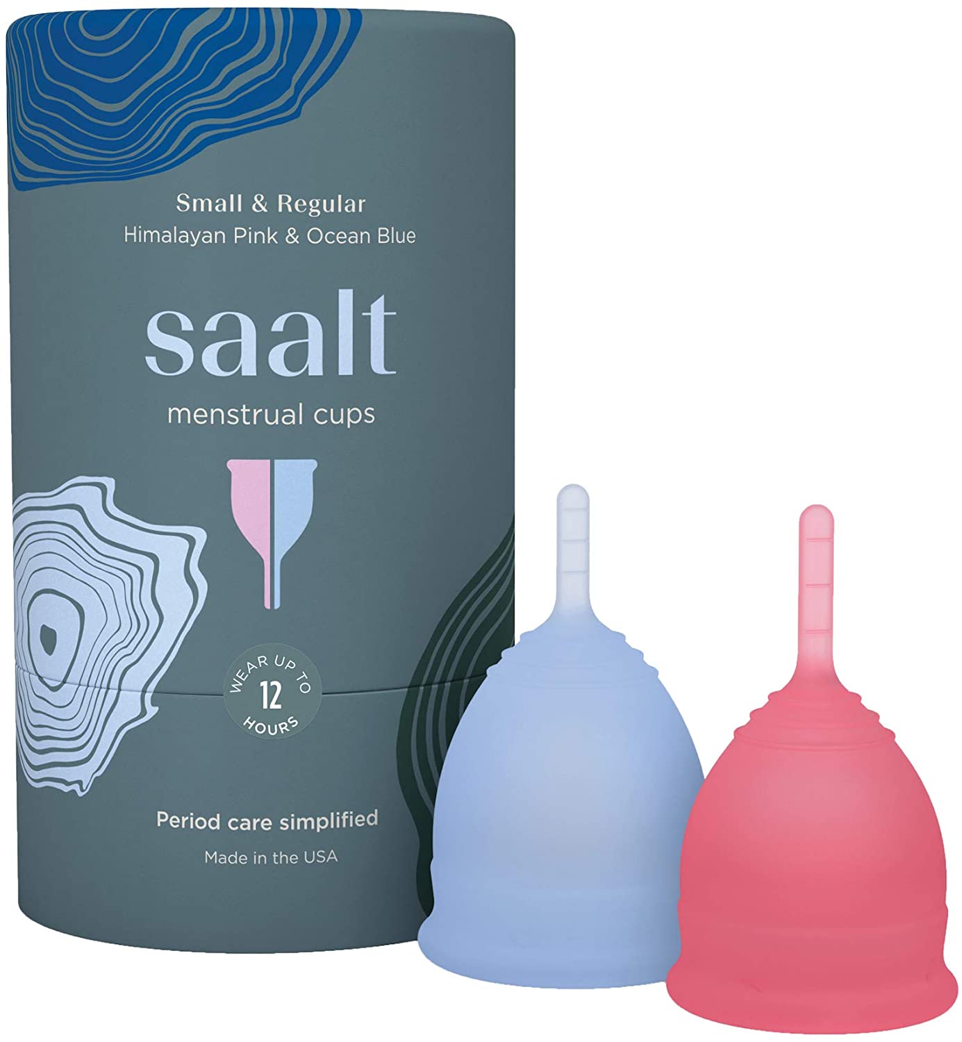 Saalt Menstrual Cup 2-Pack, Premium Design, Most Comfortable Period Cup, #1 Active Cup, Wear for 12 Hours, Soft, Flexible