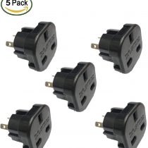Travel Adapter Black Plug Converts UK Plugs 3 Pin to 2 pin US, USA/Canada/AUS,Australian Pack Of 5