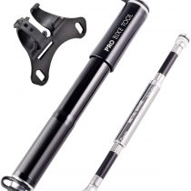 PRO BIKE TOOL Bike Pump with Gauge Fits Presta and Schrader - Accurate Inflation - Mini Bicycle Tire Pump for Road, Mountain and BMX Bikes, High Pressure 100 PSI, Includes Mount Kit