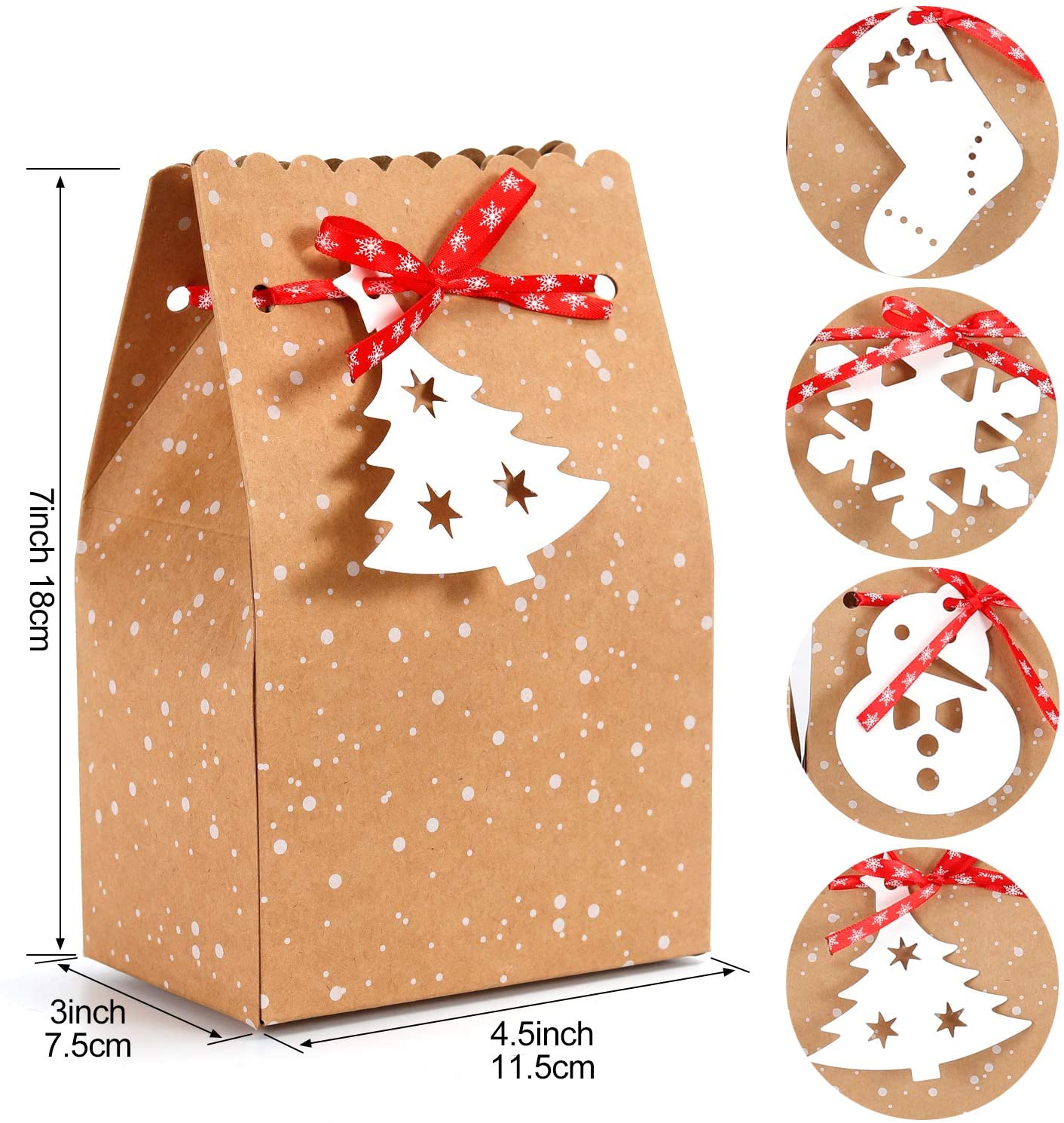 MonQi 30pcs Kraft Paper Christmas Candy Box Gift Box - Image 2