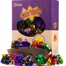 CHIWAVA 24PCS 1.6" Mylar Balls Shiny Crinkle Cat Toys Ball Kitten Crackle Lightweight Play Assorted Color