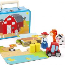 Small Foot 11360 Farm Case, Complete 20-Piece Set for Puzzling and Playing, incl. 6 Figurines Toys, Multicolored