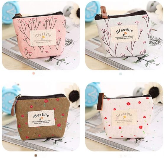 Cute Small Handbag Coin Zip Purse Mini Wallet Pack of 4,Canvas Pouch for Coin,Credit Card, ID Card, Keys, Headset, Lipstick - Image 2