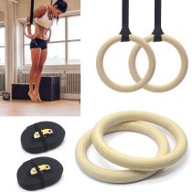 Wooden Gymnastic Rings Adjustable Pair Olympic Crossfit Gym Strength Training