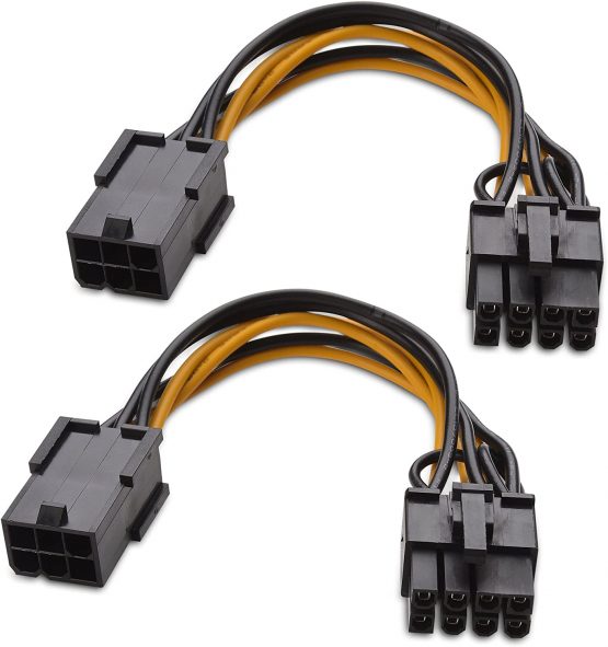 Cable Matters (2-Pack) 6-Pin PCIe to 8-Pin PCIe Adapter Power Cable - 10cm