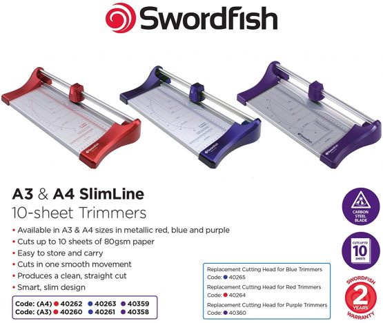 Swordfish 40261 Slimline A3 10 Sheet Rotary Paper Trimmer/Guillotine - Blue - Image 3