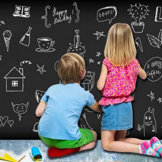 Chalkboard Paper - 1 Roll Vinyl Blackboard Wall Chalk Bord Sticker, Giveaway of Free: 5 Colored Chalk & 1 Erasable White Chalk Marker - 17.5" x 78.7" - Image 4