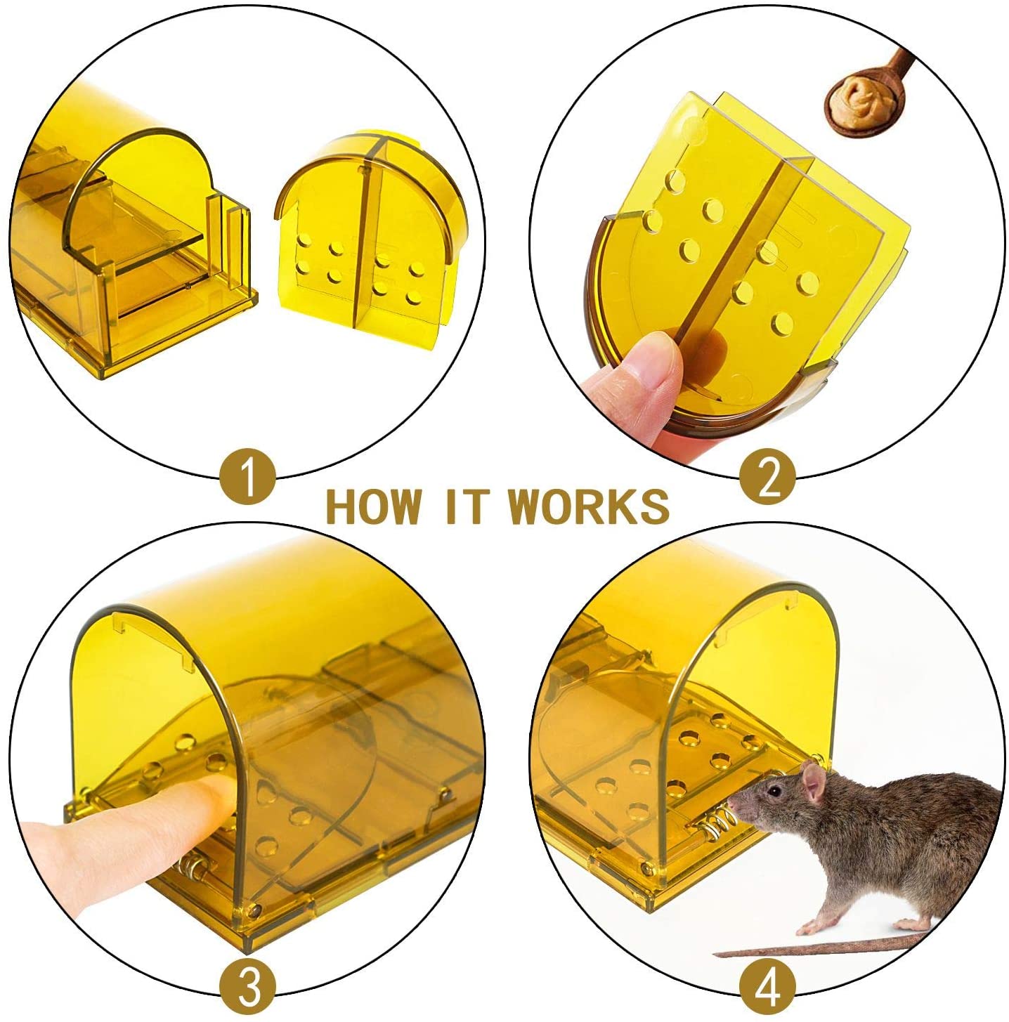 Humane Mouse Traps, Reusable Rodent Trap, No Kill Mice Live Catch Trap