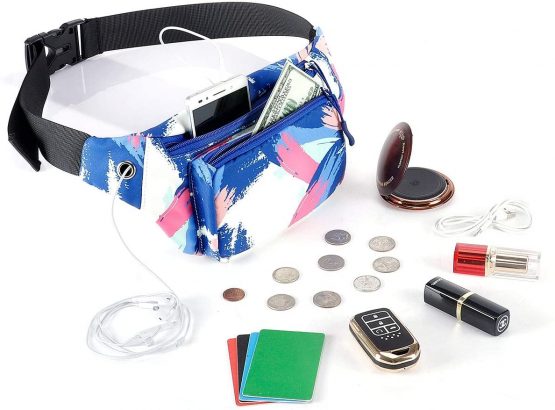 HAWEE Sport Waist Bag Fanny Pack Unisex Lightweight Bum Bag Waist Pack Fanny Bag Multicolor Running Pouch with Adjustable Belt and Headphone Jack for Men Women Outdoor Travel Hiking Jogging Cycling - Image 2