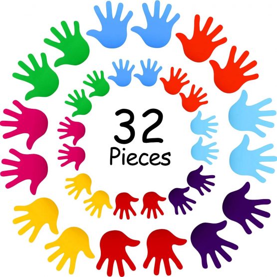 32 Pieces Colorful Handprint Wall Stickers  DIY Handprint 