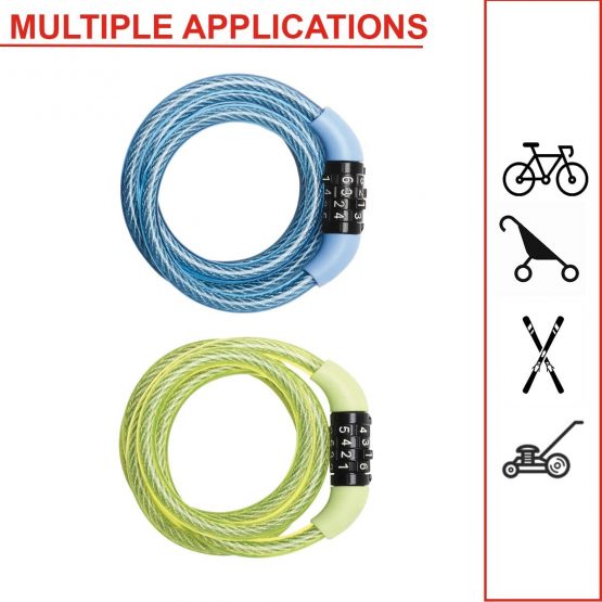 Master Lock Fixed Combination Steel Cable Lock 8143EURDPROCOL 1.2m x 8mm - Blue Green - Image 2