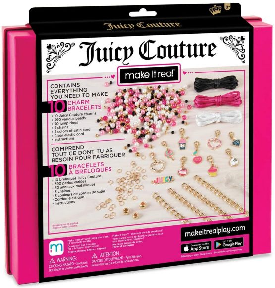 Make It Real - Juicy Couture Pink and Precious Bracelets - DIY Charm Bracelet Kit with Beads for Tween Jewelry Making - Jewelry Making Kit for Girls - Image 2