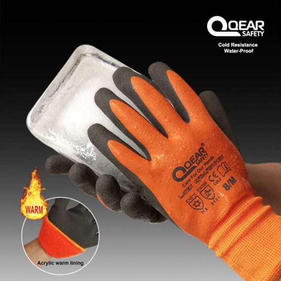 1 Pair Thermal Work Glove, Cold Resistance Glove, Fleece Lining, Fully Latex Rubber Coated For Water Proof, Sandy Soft/Anti-Slip Palm For Grip,9/L - Image 2