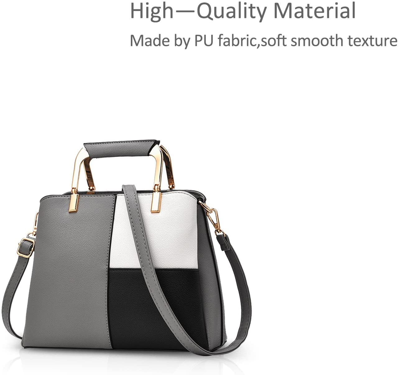 NICOLE&DORIS Women Color Simple Handbags Shoulder Bag Crossbody Messenger Bag Tote Satchel for Lady PU Leather Dark Gray - Image 3