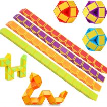 O-Kinee 12 Pack 24 Blocks Magic Snake Cube, Mini Snake Speed Cubes, Twist Puzzle Toys for Kids Party Bag Fillers, Party Favours, Random Color (12pcs-B)