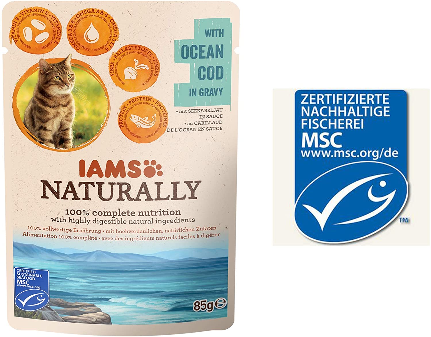 Iams Naturally Adult Cat With Ocean Cod In Gravy, 85 g, 85 g (Pack of 1) - Image 4